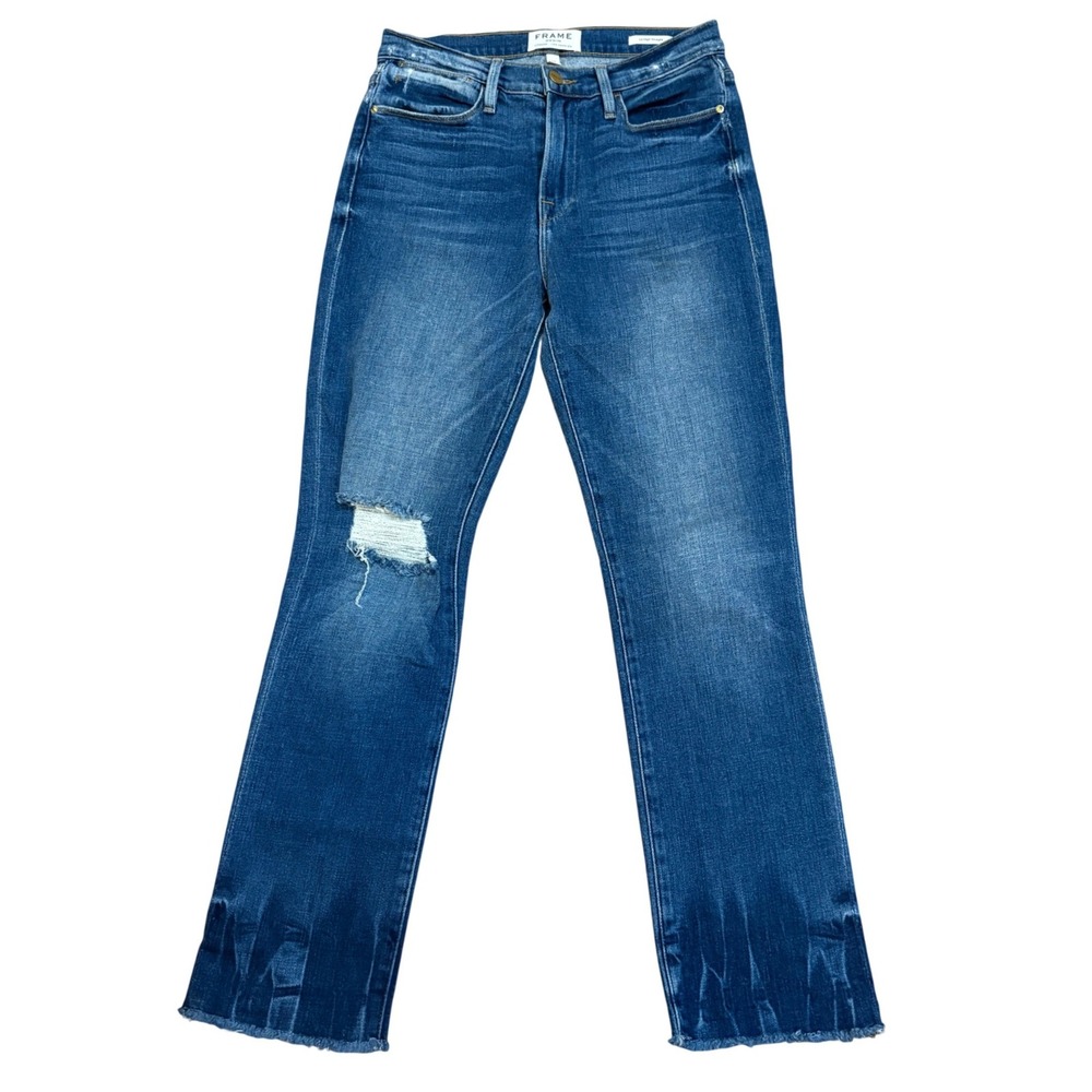 FRAME Womens Jeans Blue Size 27 High Rise Straight‎ Distressed Premium Denim